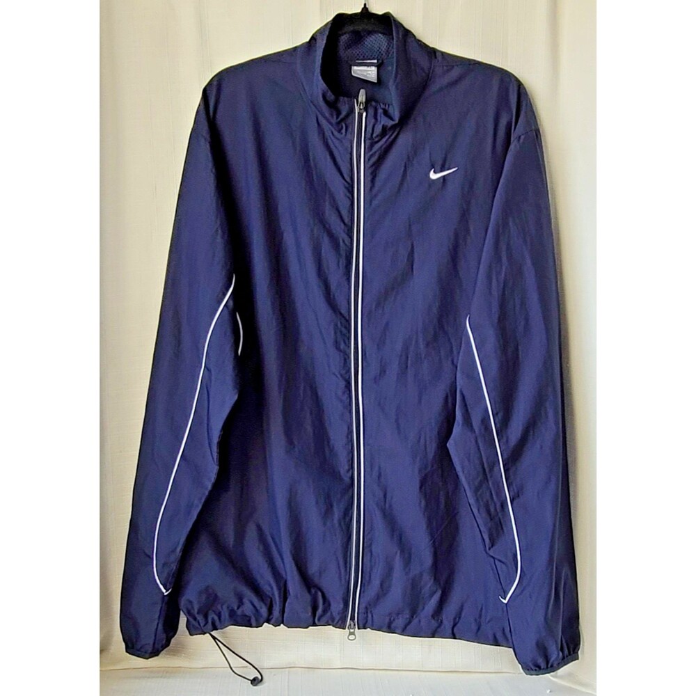 Nike Men's XL Lightweight Full Zip Windbreaker Jacket Navy Reflective Running